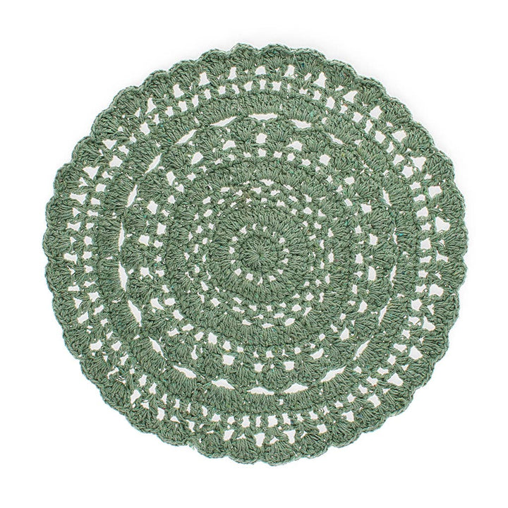 Mantel individual de ganchillo - Verde 35 cm