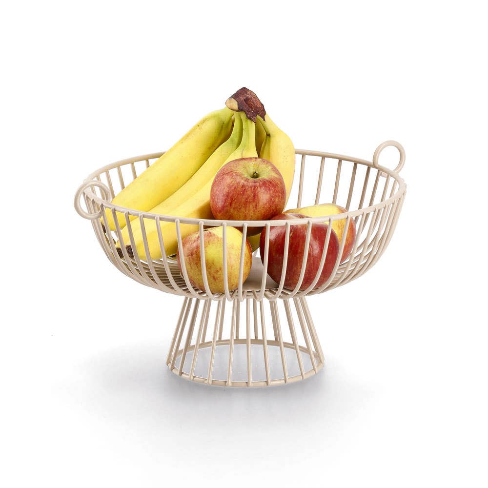 Cesta para frutas de metal beige