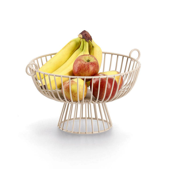 Cesta para frutas de metal beige