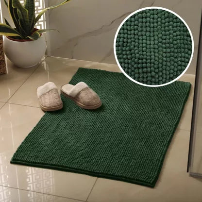 Alfombra de baño de chenilla con pompones 50*80 - Color Dark Green