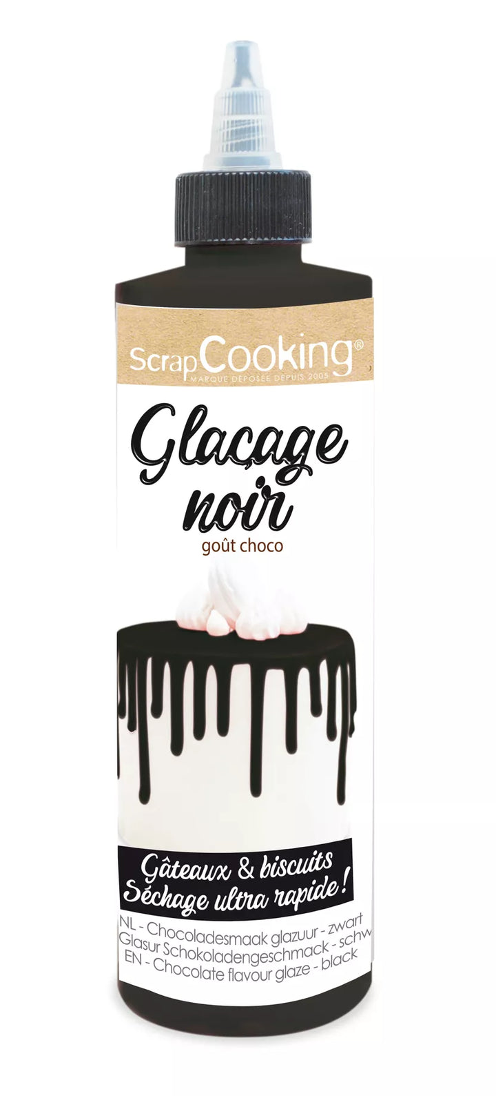 Glaseado negro listo para usar - sabor chocolate 130G