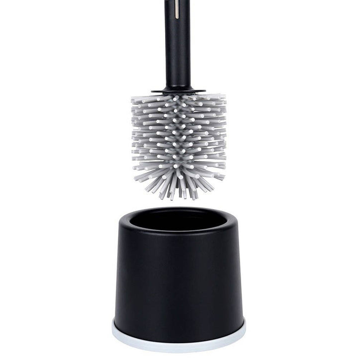 Escobilla para inodoro de silicona con soporte y dispensador negra 40 cm 568062