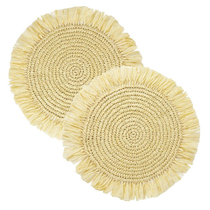Manteles individuales de rafia color crema | Paquete de 2 | Decoración de mesa |