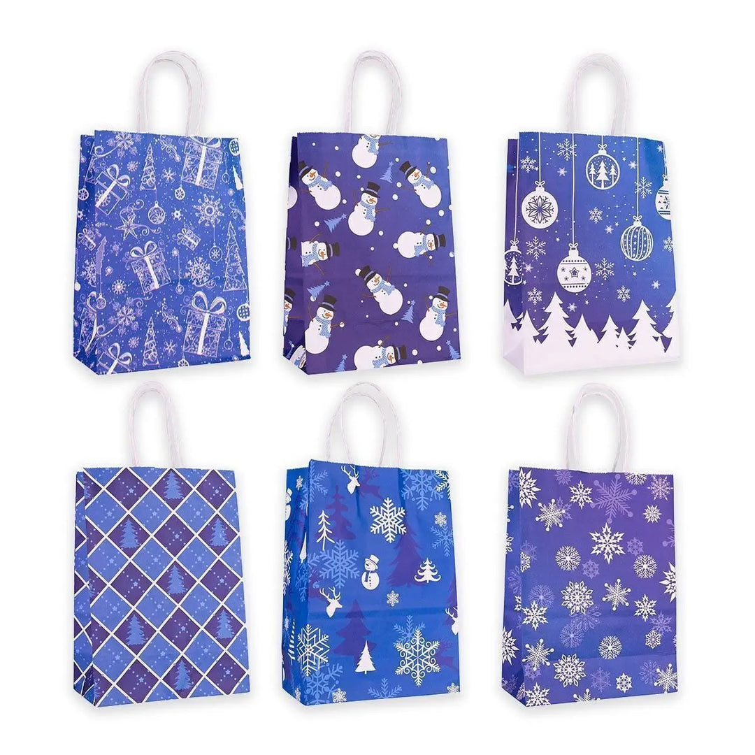 Bolsa de regalo de papel Navidad azul – 6 modelos surtidos