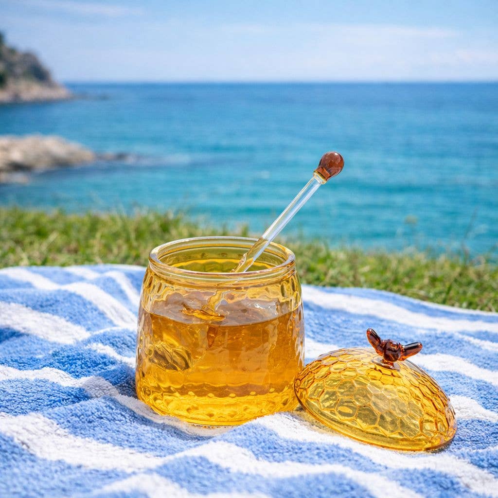 Tarro de miel de vidrio ámbar 9,5x9,5x11,2 cm