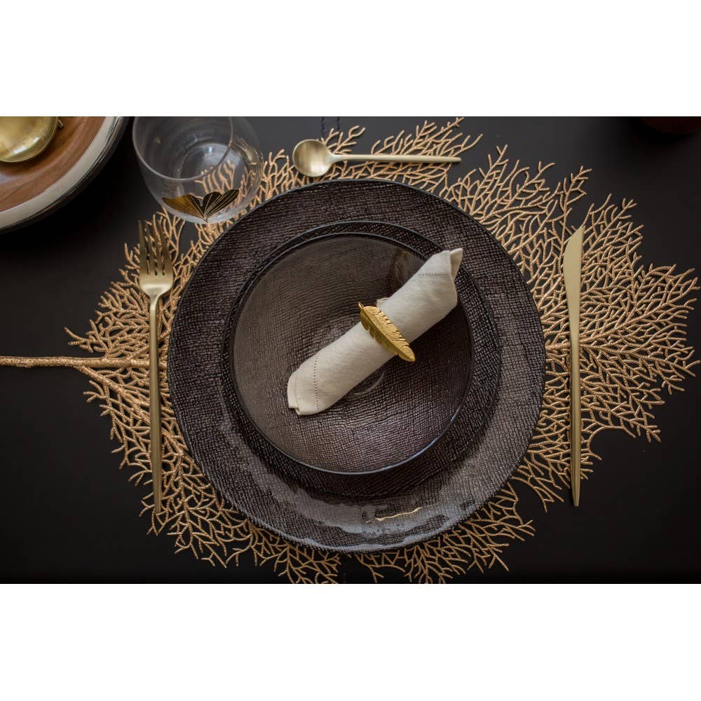 Bajo plato hoja dorada - Juego de 6 unidades