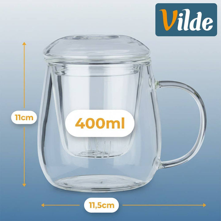 Taza con infusor y tapa de cristal 400 ml 139816