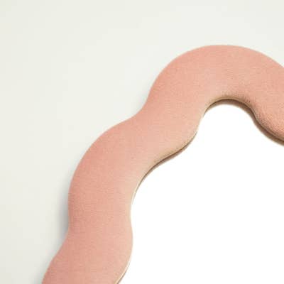 Espejo Suave y Ondulado - Piedra cuadrada - Rosa Rubor - 22,5 x 27 x 2,3 cm
