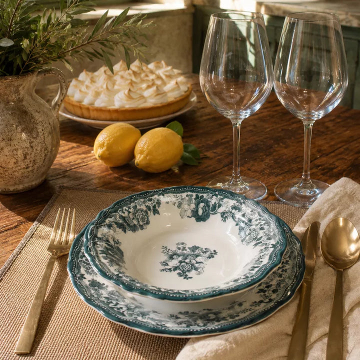Plato hondo de porcelana verde de 22 cm FAUSTINE