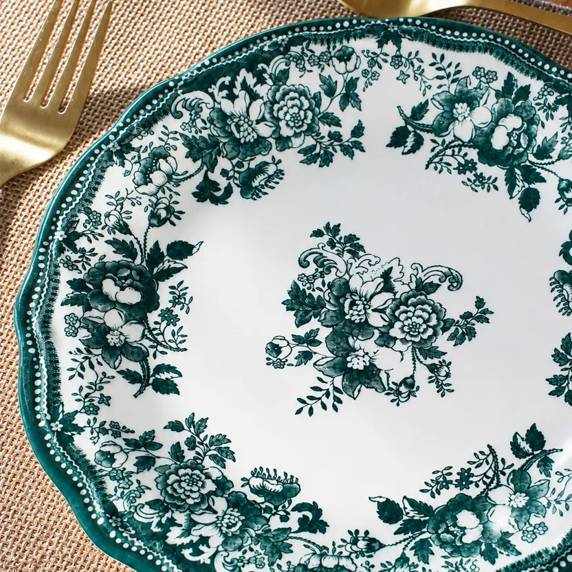Plato de postre de porcelana verde FAUSTINE de 20,5 cm