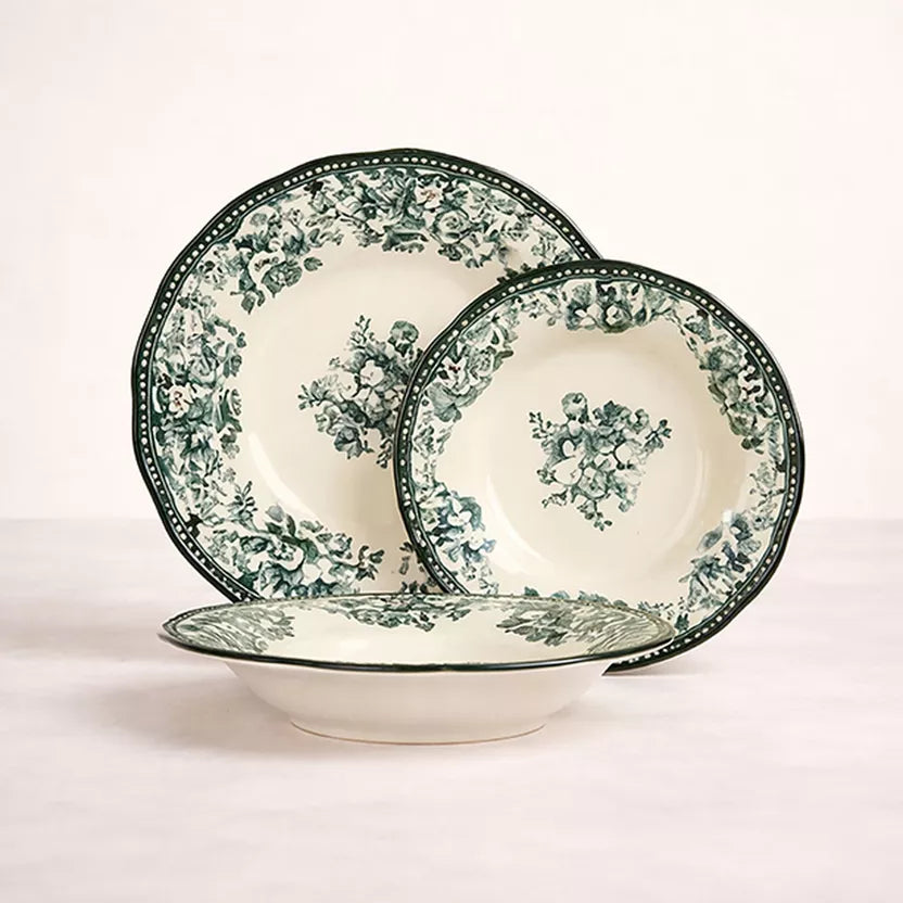 Plato de postre de porcelana verde FAUSTINE de 20,5 cm