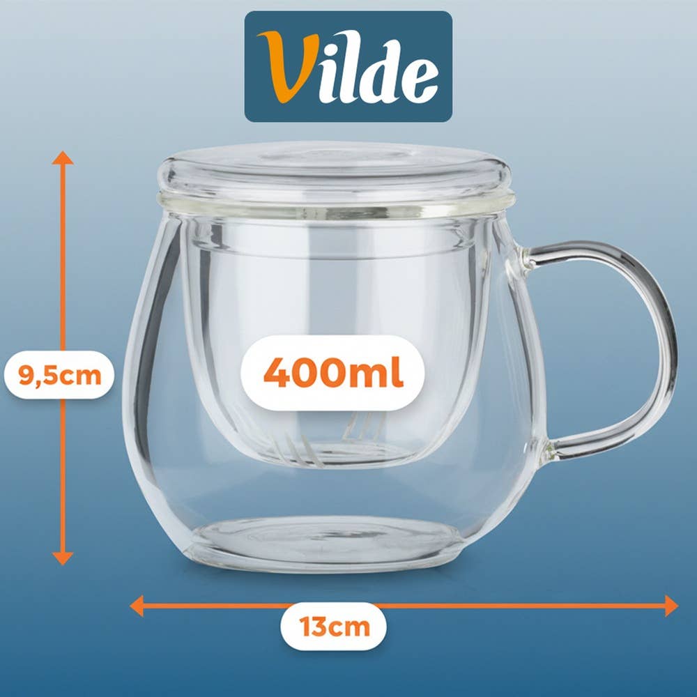 Taza con infusor y tapa de vidrio 400 ml 139815