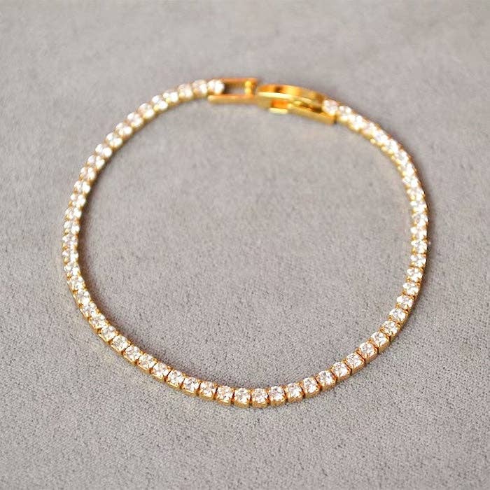 Pulsera brillante de aspecto diamante atemporal chapado en oro