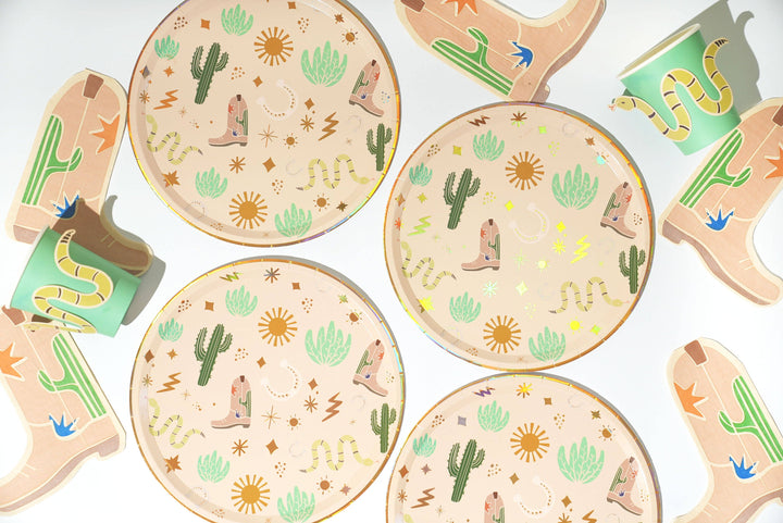 Platos de papel viejo oeste (x12) - Colección Fiesta Oeste