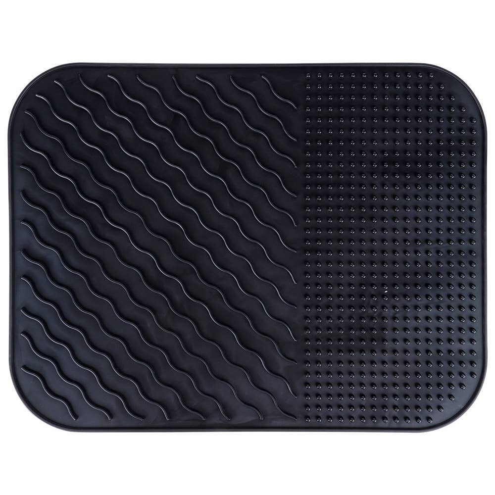 Alfombrilla de secado para platos de silicona negra 34 x 26,5 cm 229241