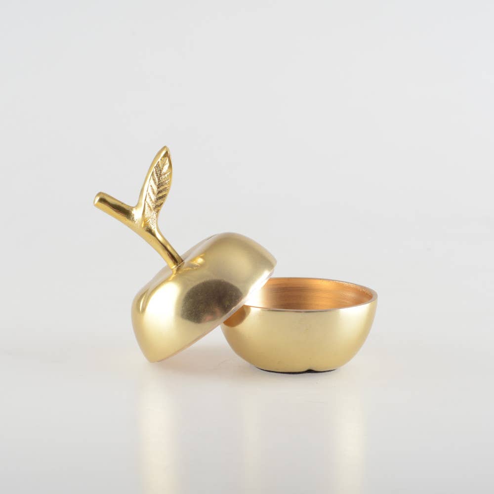 Caja dorada con forma de manzana 7,5x7,5x11 cm