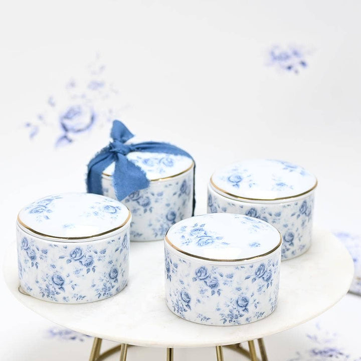 Caja joyero de porcelana Blue Flowers de SoapTales