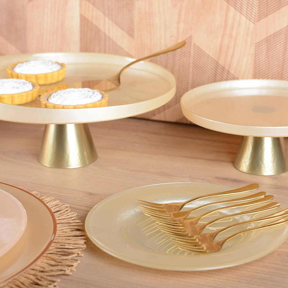 Soporte para pastel vainilla con base dorada 28 cm