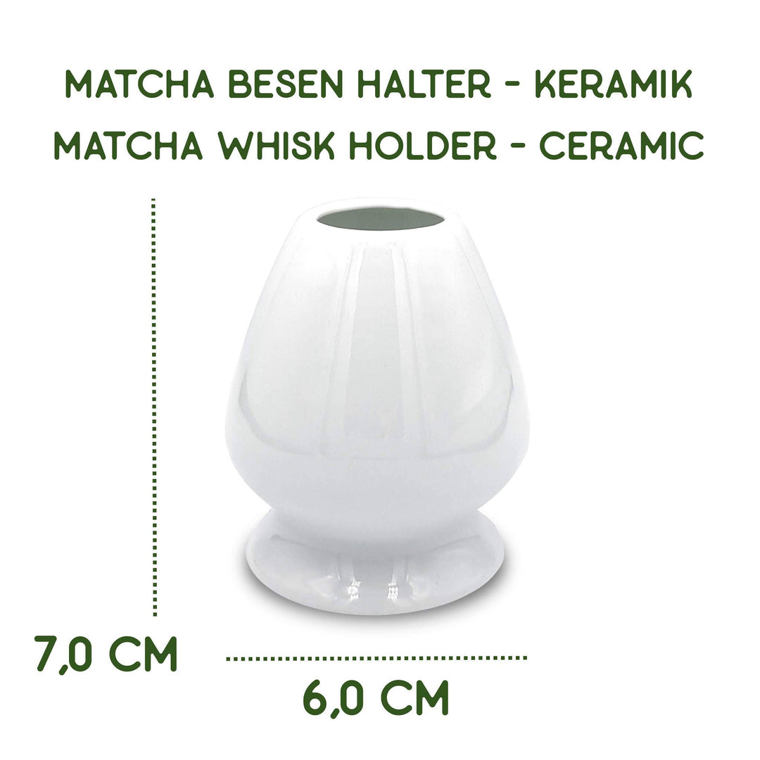 Soporte para batidor de matcha Kusenaoshi blanco de cerámica