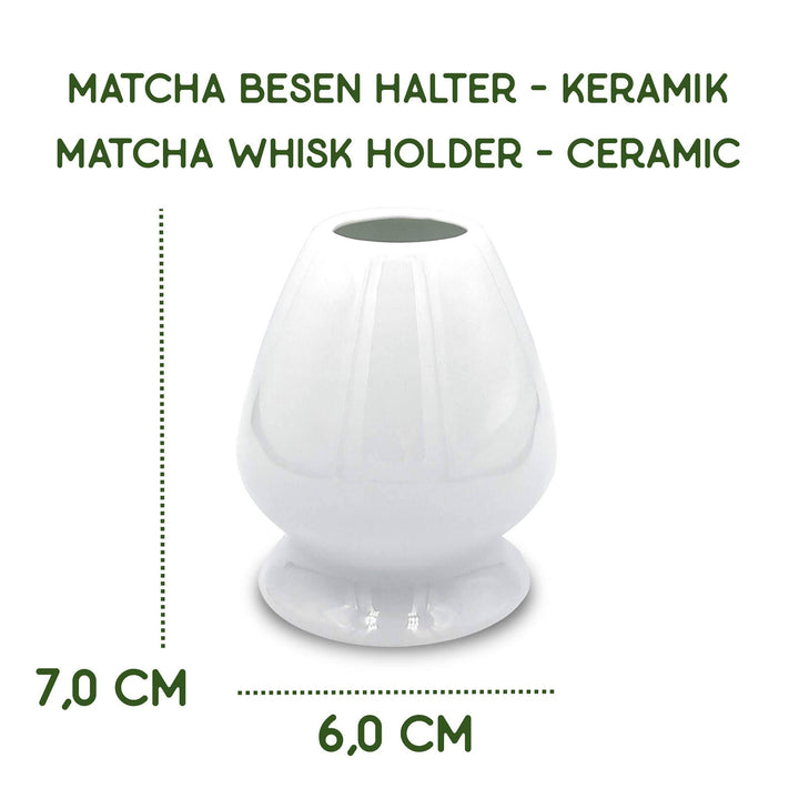 Soporte para batidor de matcha Kusenaoshi blanco de cerámica