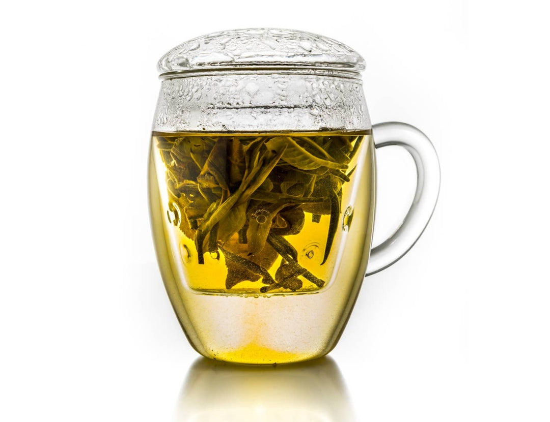 Creano vaso de té todo en uno, taza grande con colador y tapa de cristal, 400 ml