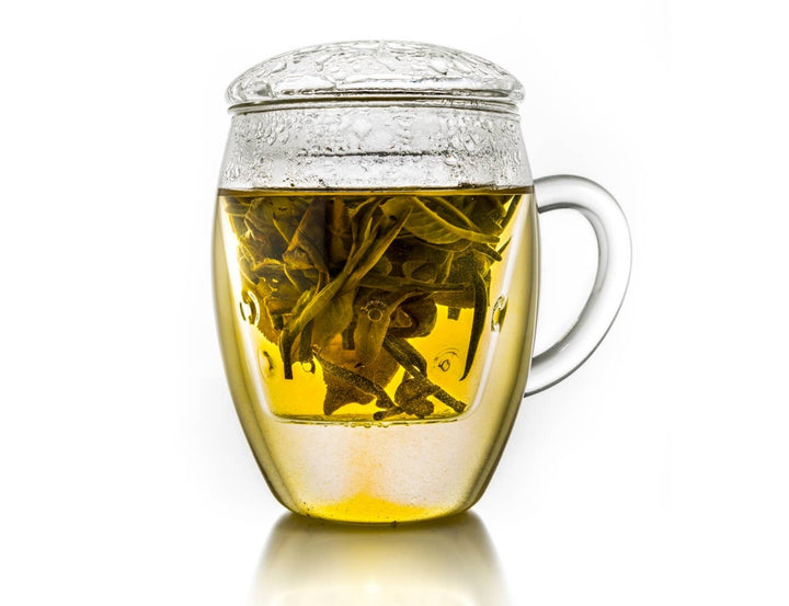 Creano vaso de té todo en uno, taza grande con colador y tapa de cristal, 400 ml