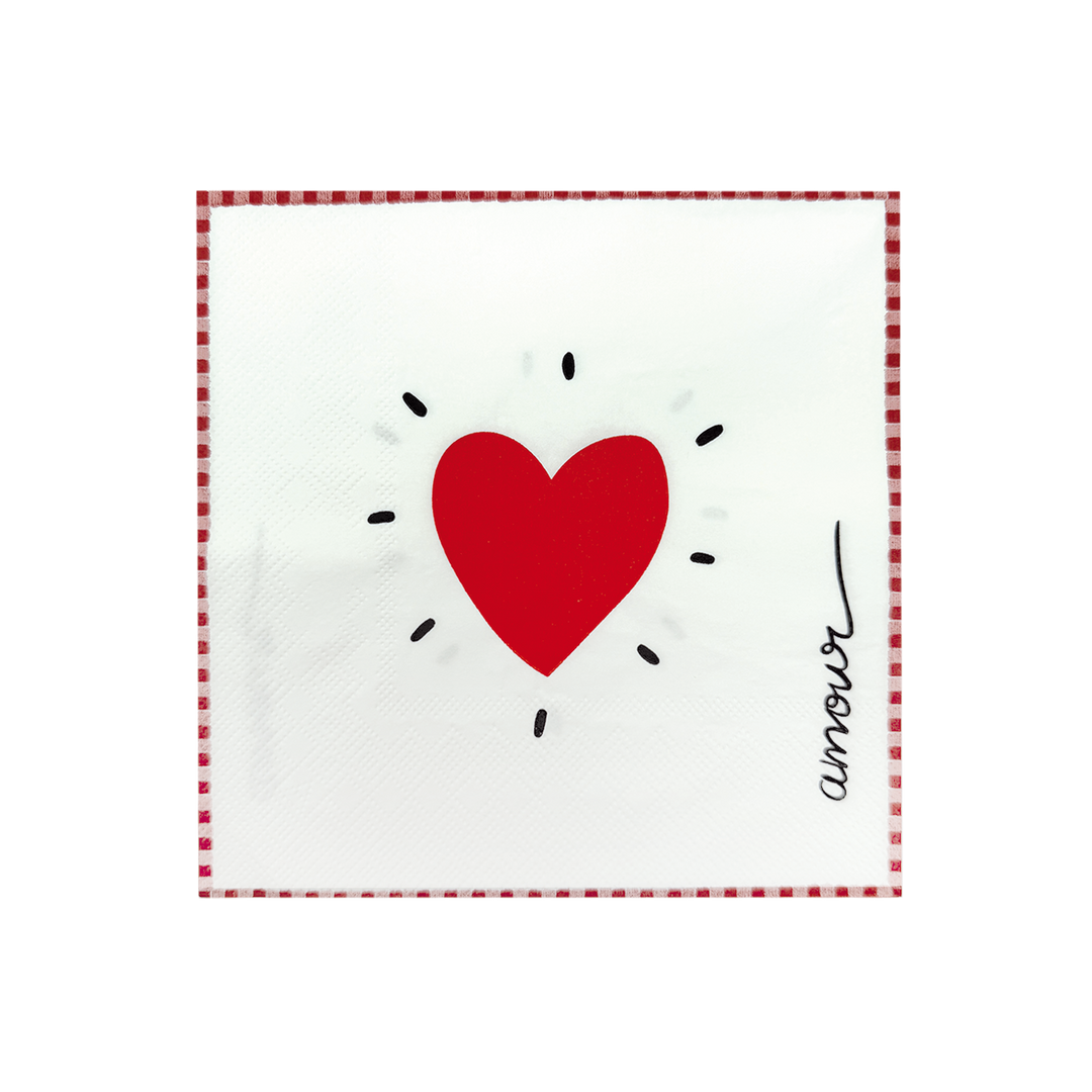 Servilletas de papel con corazón rojo x20