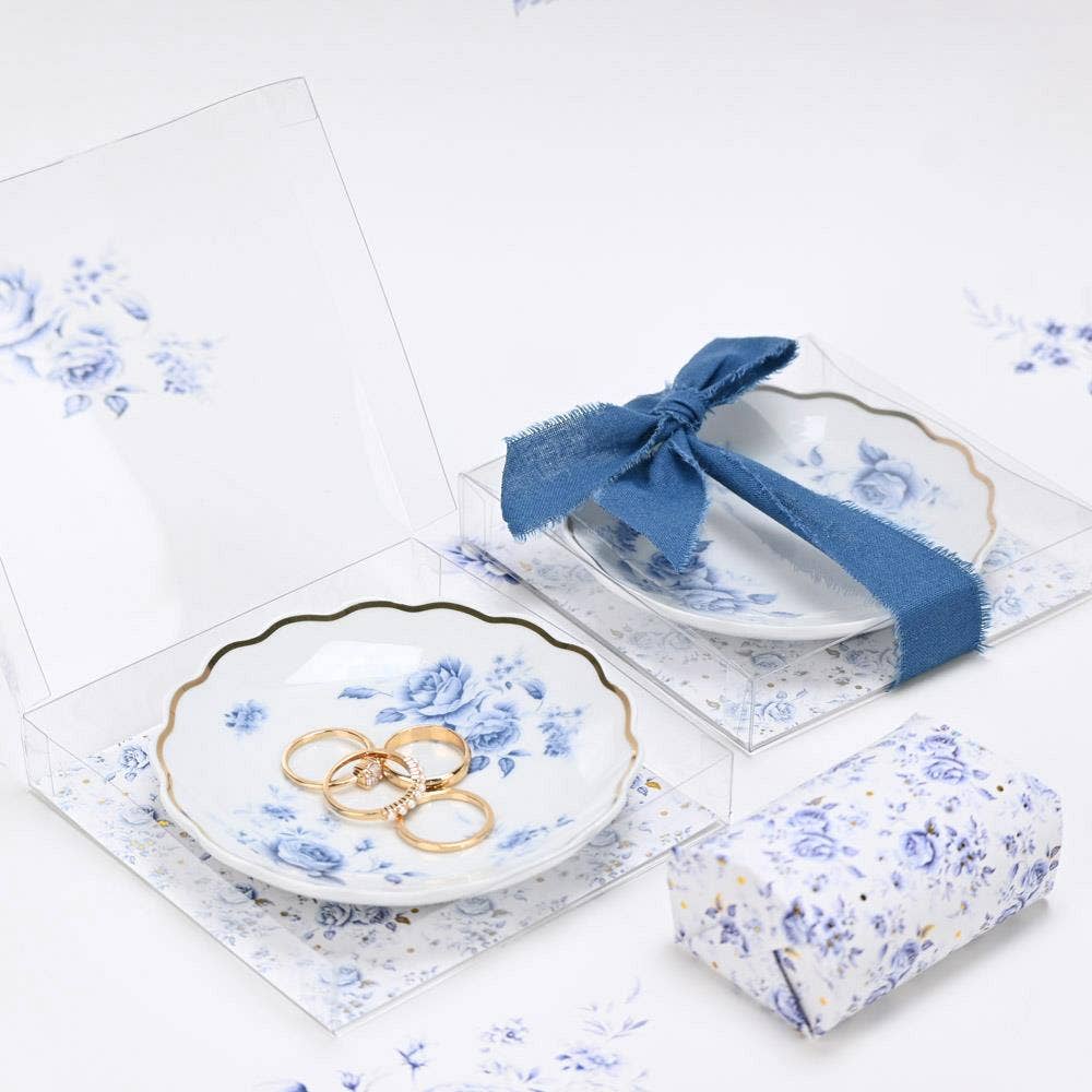 Platito portajoyas de porcelana Flores Azules de SoapTales