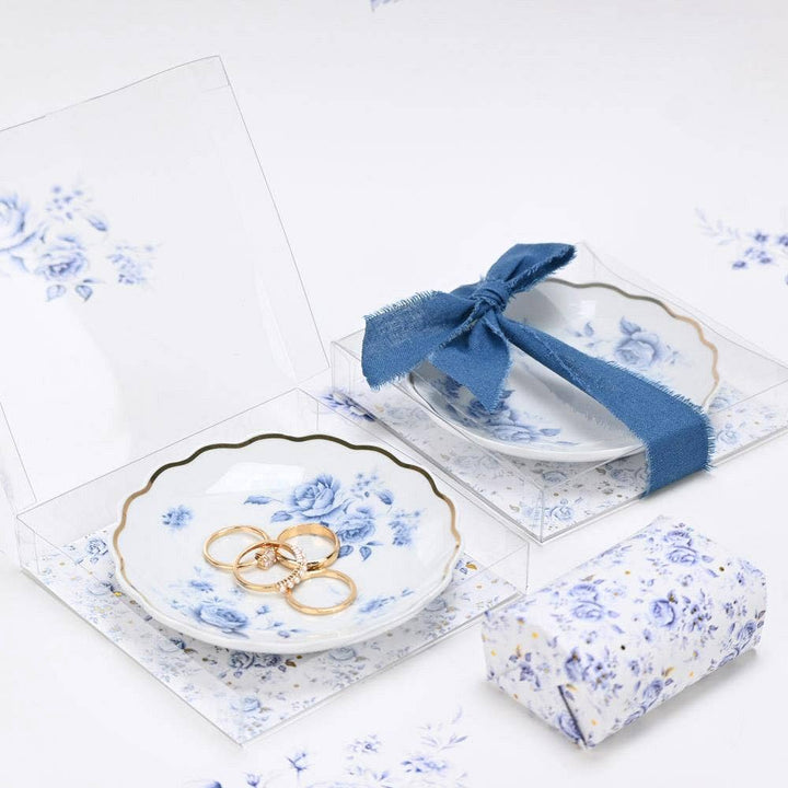 Platito portajoyas de porcelana Flores Azules de SoapTales