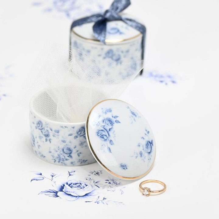 Caja joyero de porcelana Blue Flowers de SoapTales
