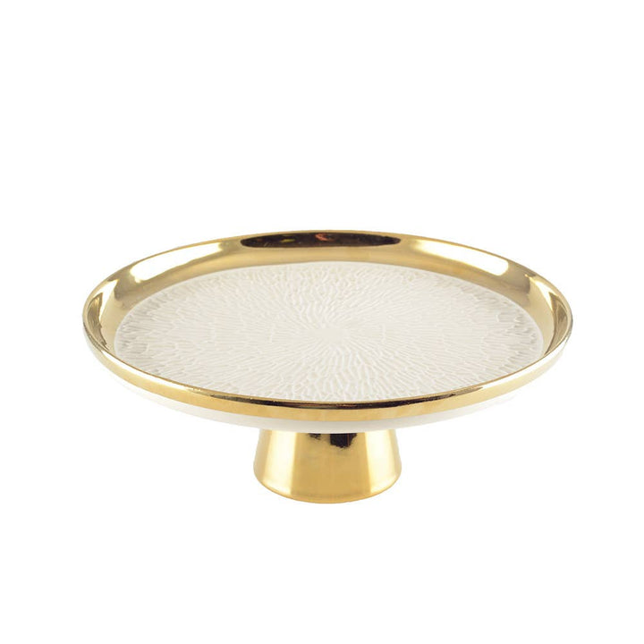 Plato para tarta crema con borde dorado