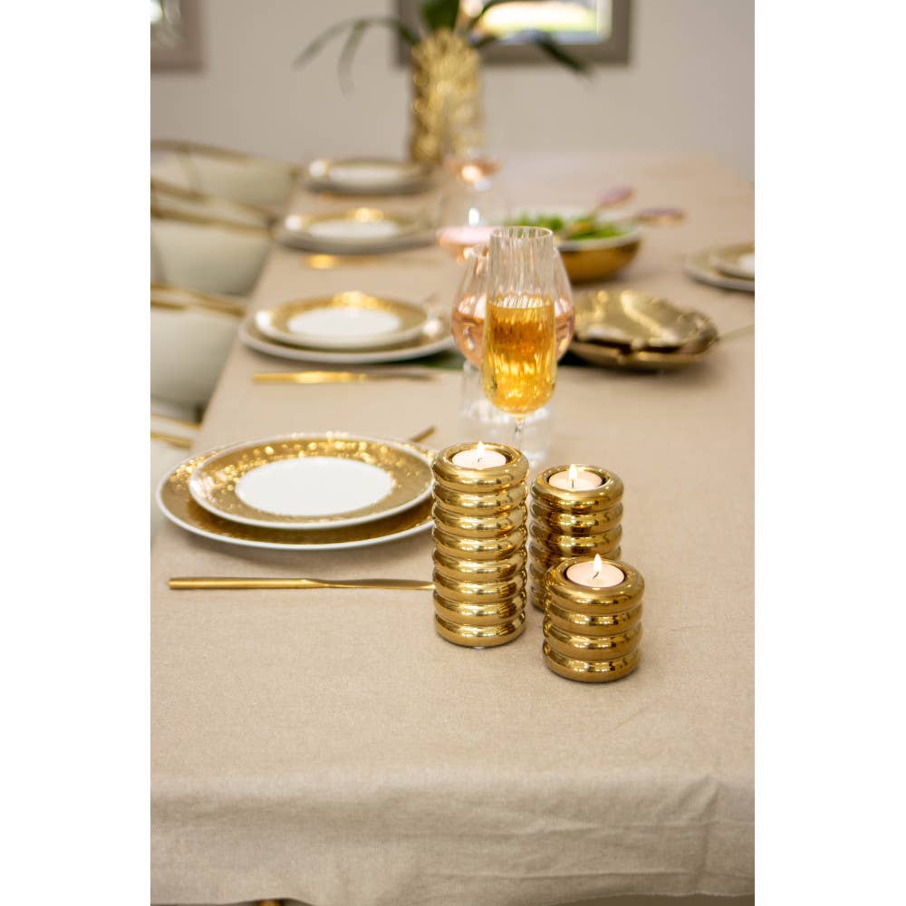 Candelabros dorados de cerámica - juego de 3