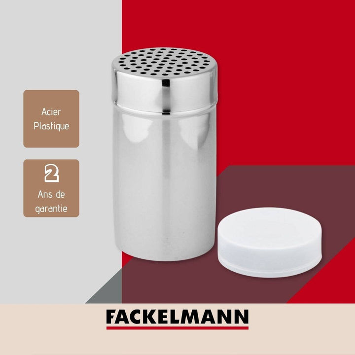 Azucarero y espolvoreador de cacao de acero inoxidable con tapa, 13 cm - Fackelmann