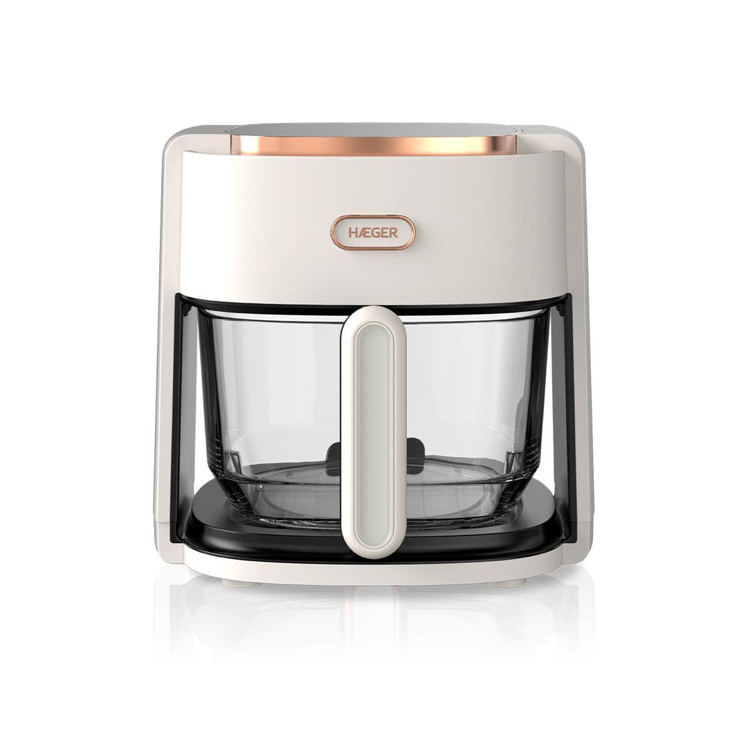 Freidora digital HAEGER Air Glass sin aceite - 4,5 litros, 8 programas, recipiente de vidrio, 1200 W