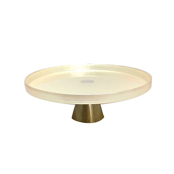 Soporte para pastel vainilla con base dorada 28 cm