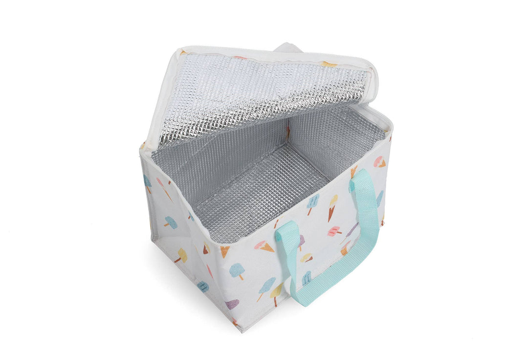 Nevera portátil "Helado", poliéster/plástico, blanco