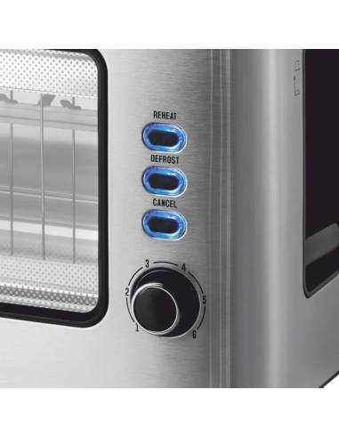 Tostadora con ventana de vidrio HAEGER - apertura extra ancha, 1000 W, 6 niveles de temperatura, inox