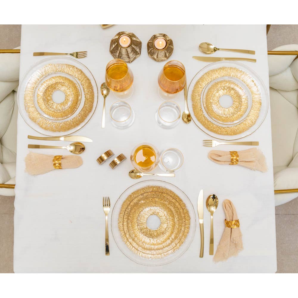 Juego de cubiertos champagne brillante de 24 piezas