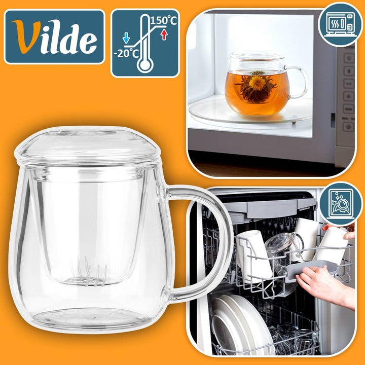 Taza con infusor y tapa de cristal 400 ml 139816