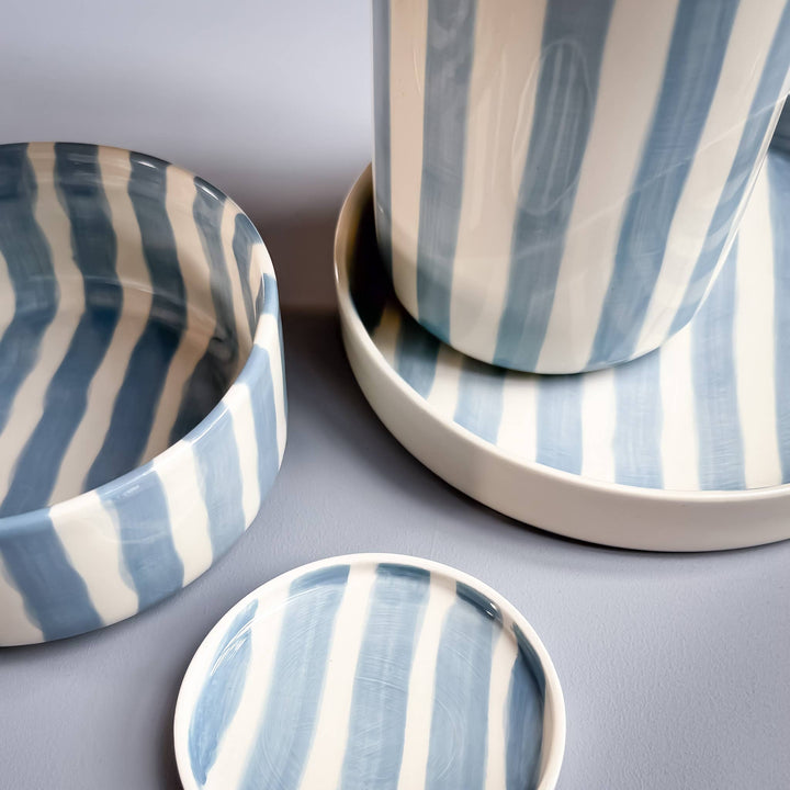 Jarrón cilíndrico Stripes en azul mañana