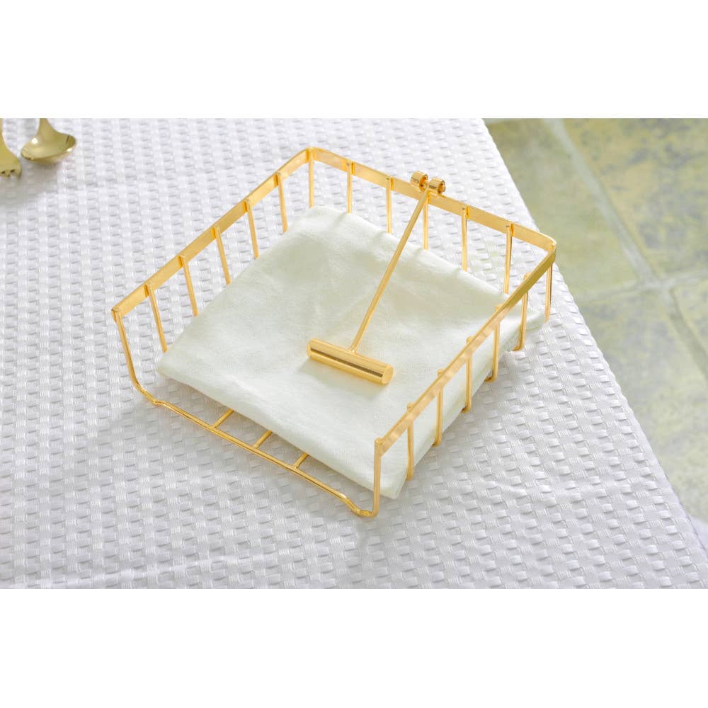 Porta servilletas de alambre dorado