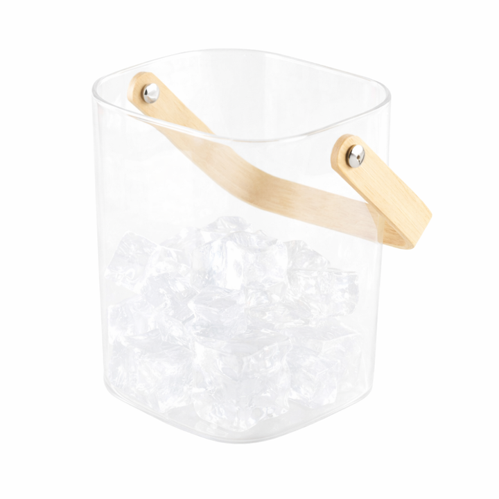 Cubo de hielo con mango de madera 11.5x11x11cm