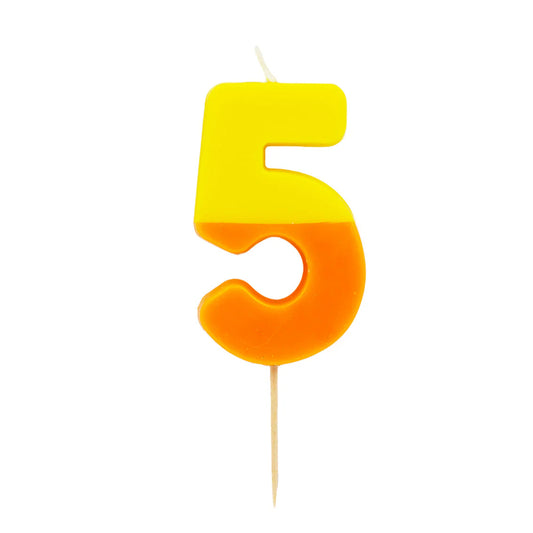 Vela número 5 de cumpleaños de 2 tonos, naranja degradado