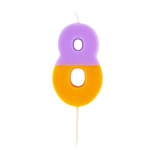 Vela número 8 de cumpleaños de 2 tonos, naranja degradado