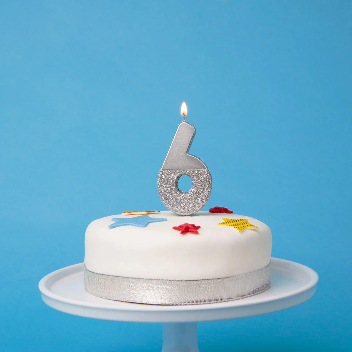 Velas de cumpleaños plateadas número 6