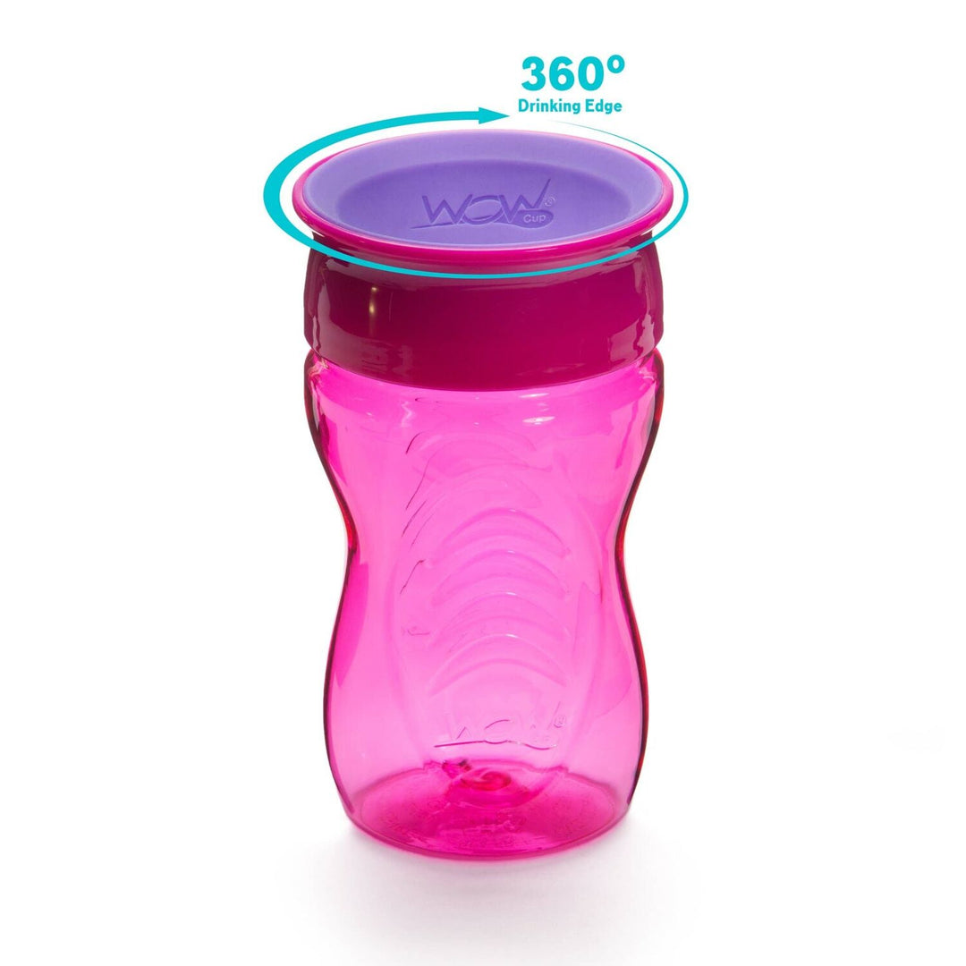 Vaso rosa antiderrames de 360° para niños de 12 meses - 296 ml