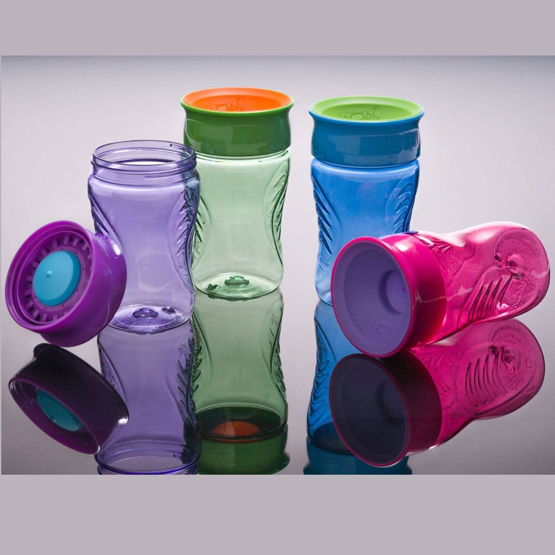 Vaso rosa antiderrames de 360° para niños de 12 meses - 296 ml