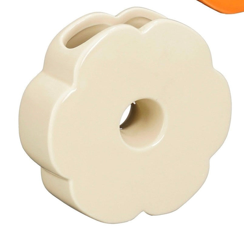 Decoración jarrón de flores pequeño color beige