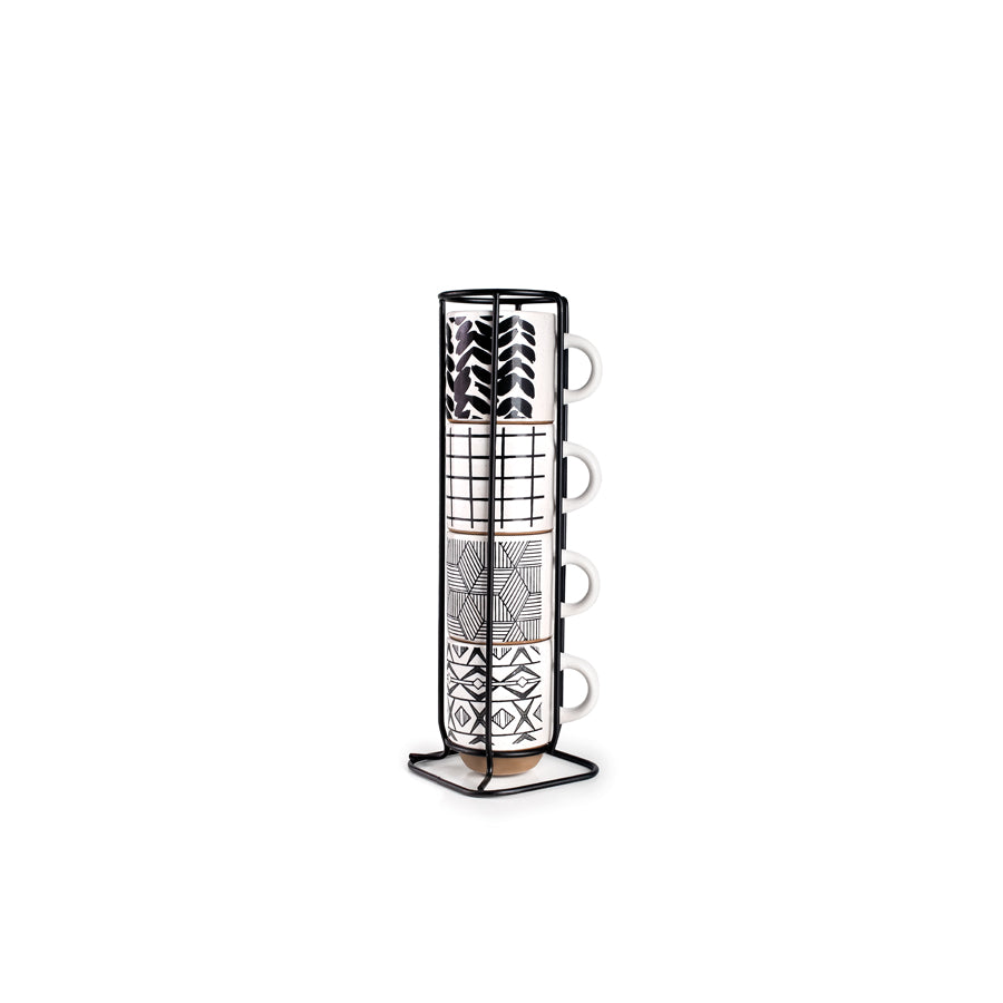 Set 4 Mugs Marken + Soporte 130 ml