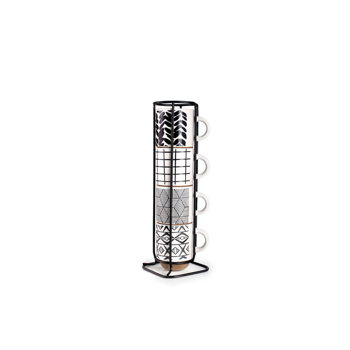 Set 4 Mugs Marken + Soporte 130 ml